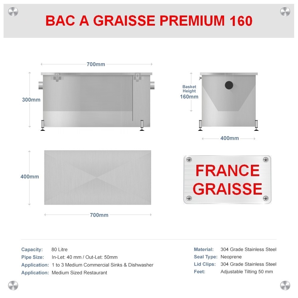 bac a graisse PREMIUM 160