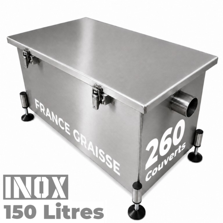 Bac à graisse restaurant 260 Couverts/jour - 160L - Inox sous plonge ou sous évier (Gamme PREMIUM)