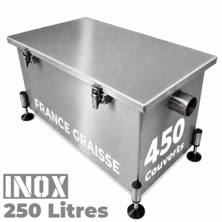 Bac à graisse restaurant 450 Couverts/jour - 250L - Inox sous plonge ou sous évier (Gamme PREMIUM)