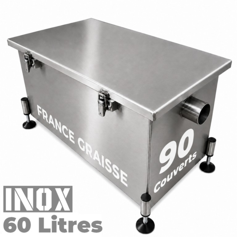 Bac à graisse restaurant 90 Couverts/jour - 60L - Inox sous plonge ou sous évier (Gamme PREMIUM)