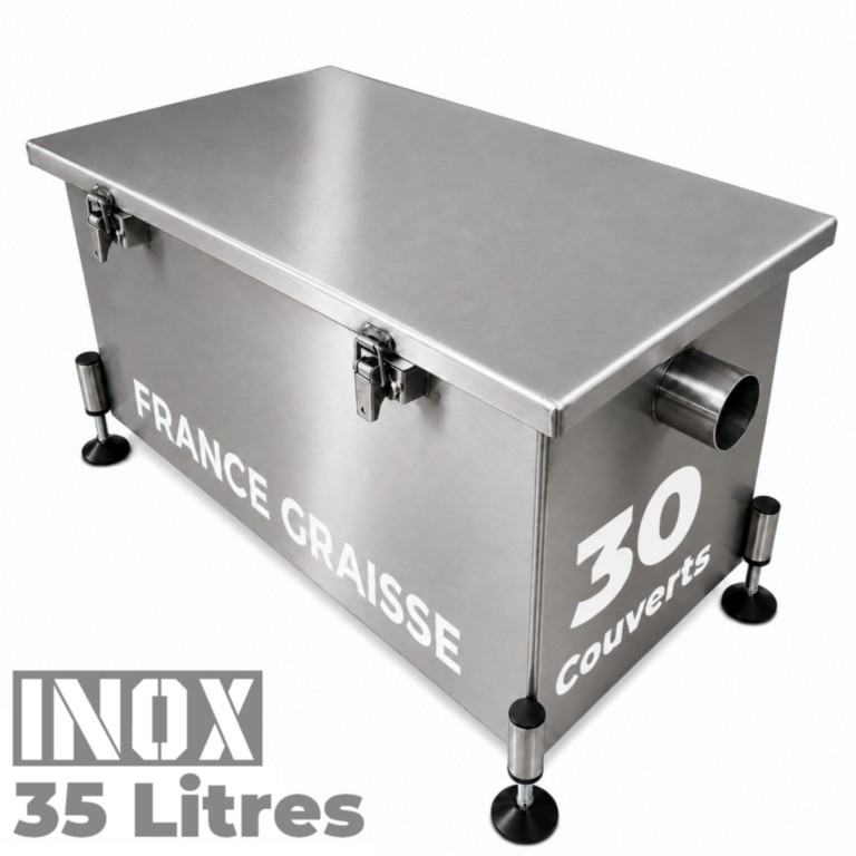 Bac à graisse restaurant 30 Couverts/jour - 35L - Inox sous plonge ou sous évier (Gamme PREMIUM)