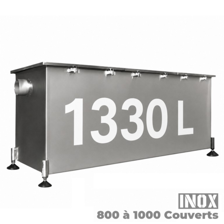 bac à graisse cave-extérieur 1000 couverts jour inox professionnel - 1330L