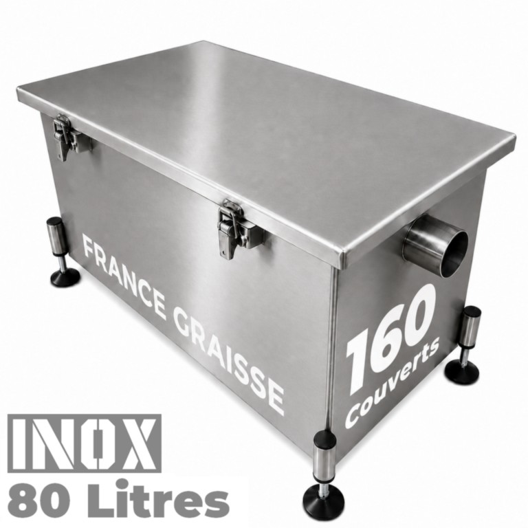 Bac à graisse restaurant 160 Couverts/jour - 80L - Inox sous plonge ou sous évier (Gamme PREMIUM)