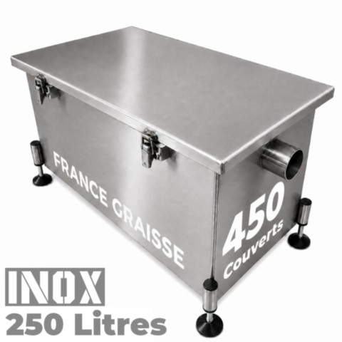 Bac à graisse restaurant 450 Couverts/jour - 250L - Inox sous plonge ou sous évier (Gamme PREMIUM)