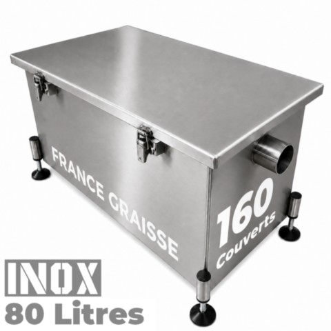 Bac à graisse restaurant 160 Couverts/jour - 80L - Inox sous plonge ou sous évier (Gamme PREMIUM)